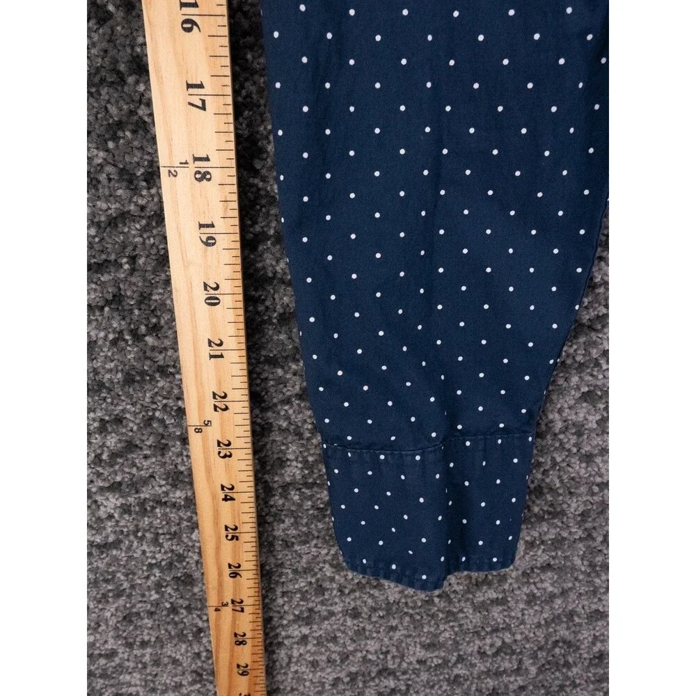 J Crew Shirt Mens Medium Blue Polka Dot Print Slim Stretch Long Sleeve Preppy